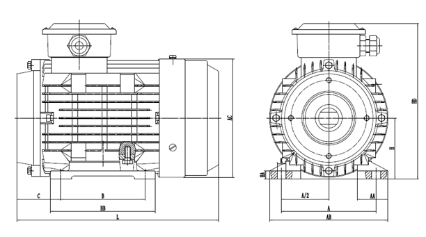 皖南電機(jī)-YYVF2汽車電機(jī)安裝尺寸圖 皖南電機(jī)-YYVF2汽車電機(jī)安裝尺寸圖
